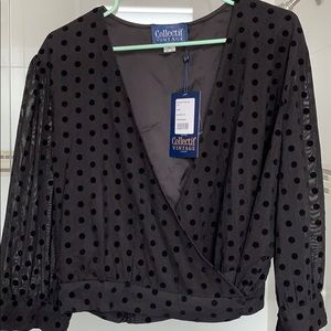 NWT Collectif Adriana black polka dot top UK20